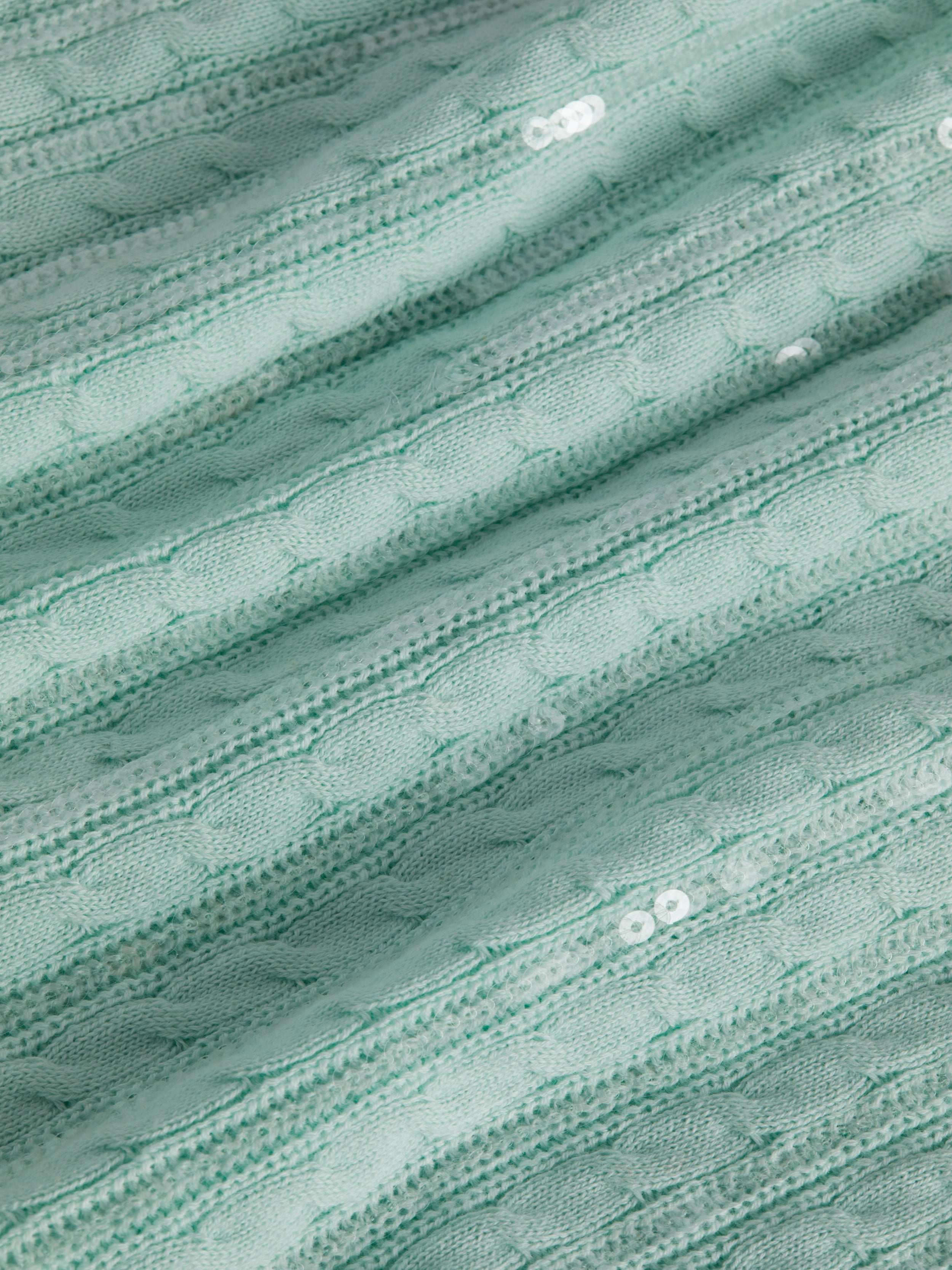 Trinity Sequin Cabled Pullover